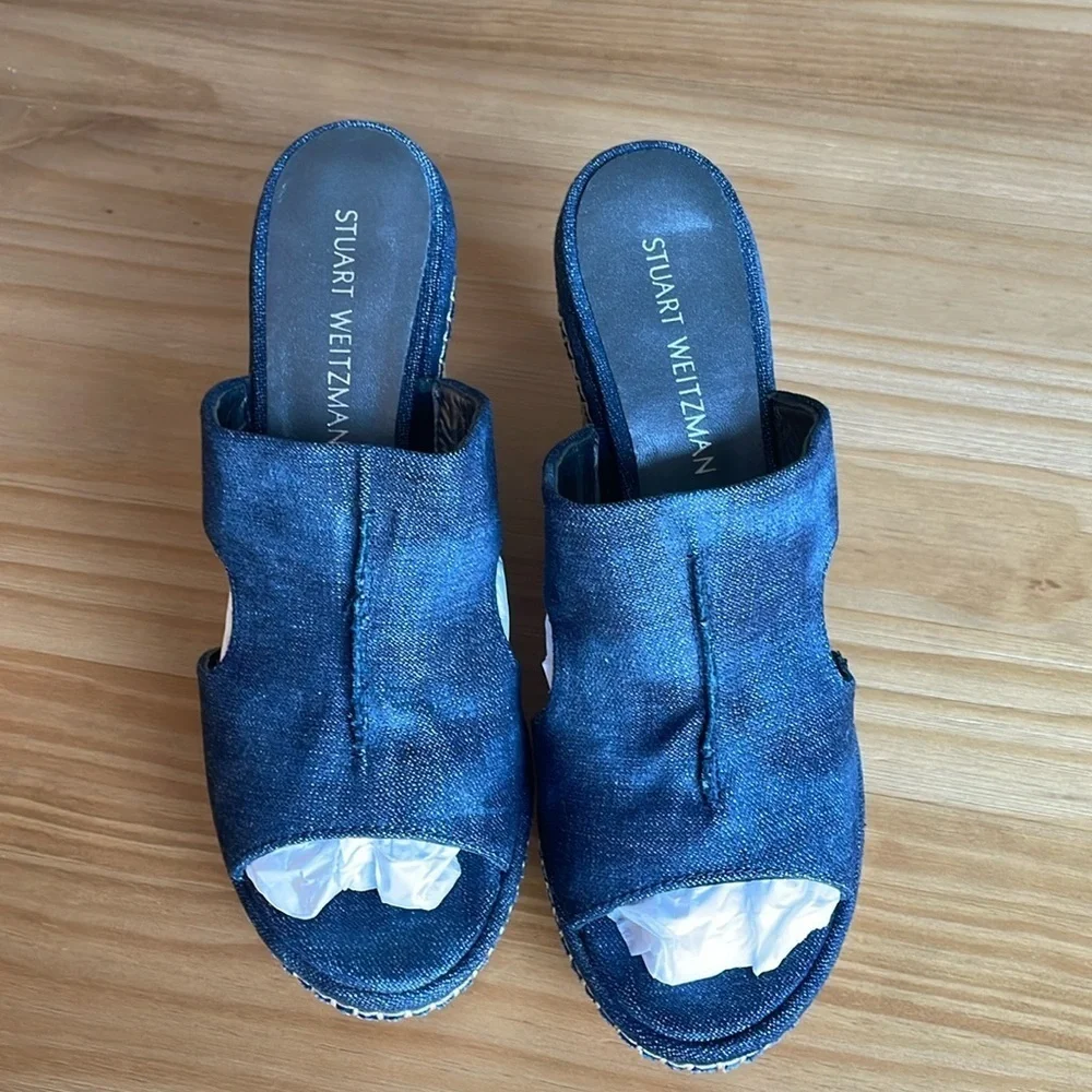 Like‎ New! Stuart Weitzman Espadrille Denim Wedges